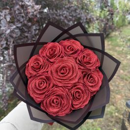 Букет „9 брокатени рози“